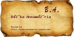 Bóka Annamária névjegykártya